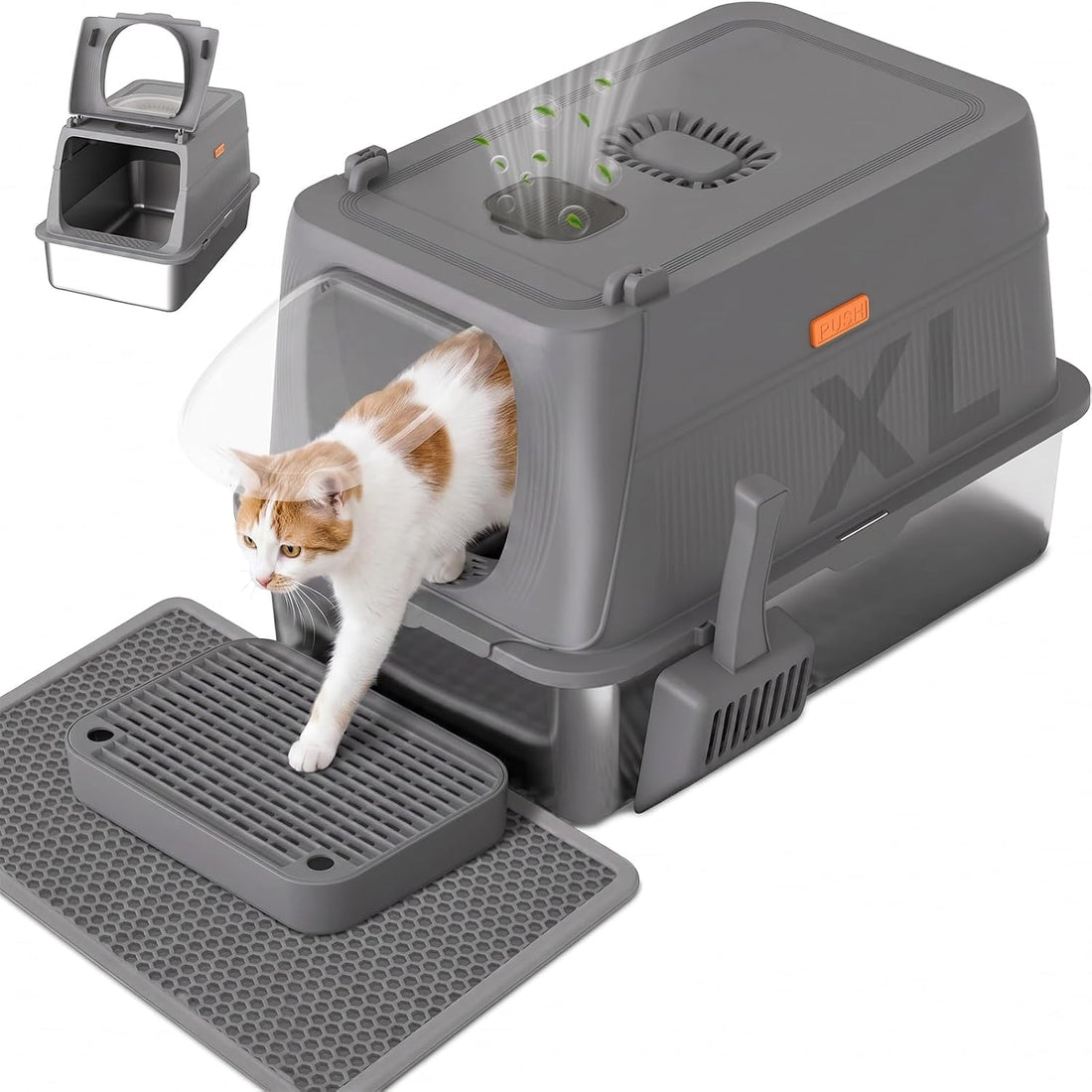 GTPLAYER XXL Stainless Steel Cat Litter Box with Lid