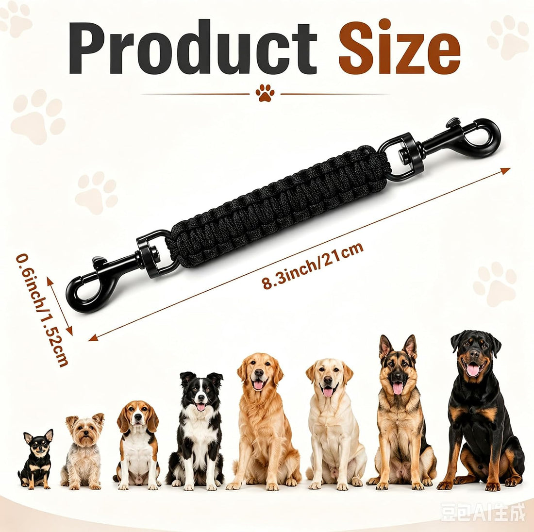 Amabro Handmade Dog Collar Safety Clip Heavy Duty Double Ended 8.66"