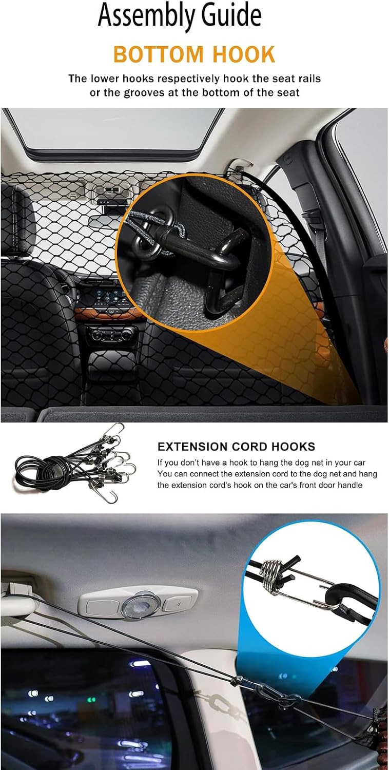 Dog Car Barrier Net Pet Car Divider Back Seat Barrier Net for Trucks