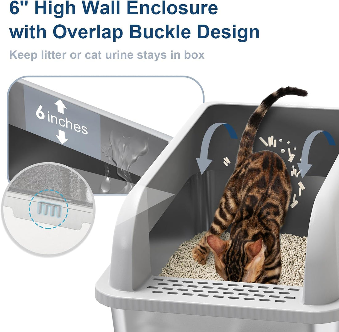Extra Large Stainless Steel Litter Box with Lid