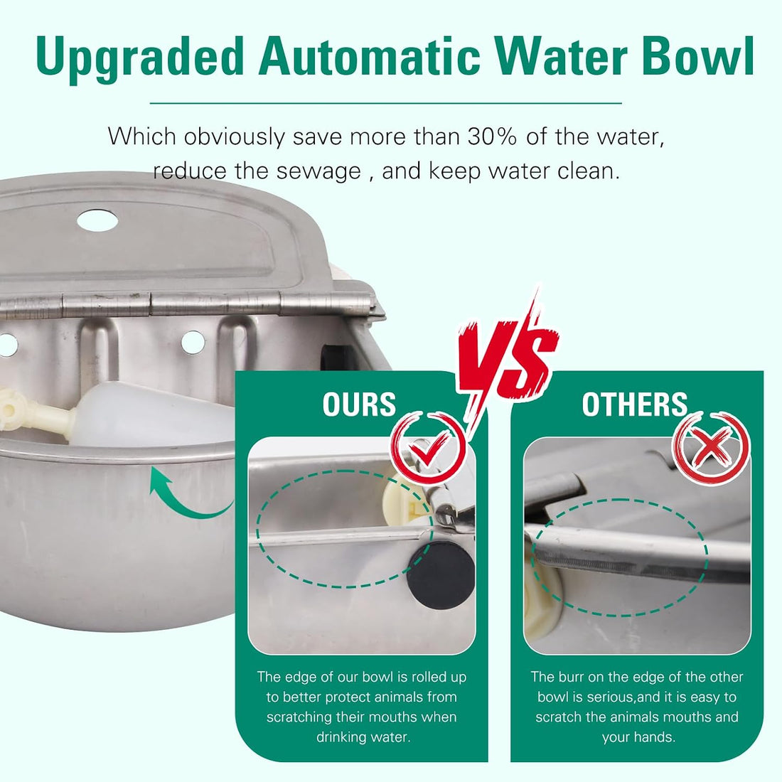 304 Stainless Steel Automatic Livestock Waterer with Float Valve