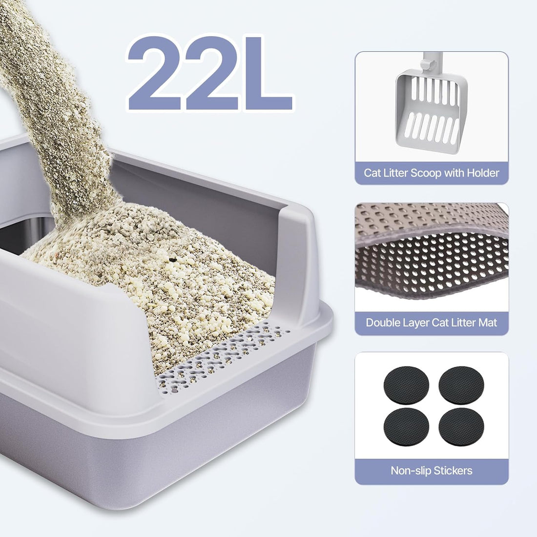 Henkelion Stainless Steel Cat Litter Box with Lid