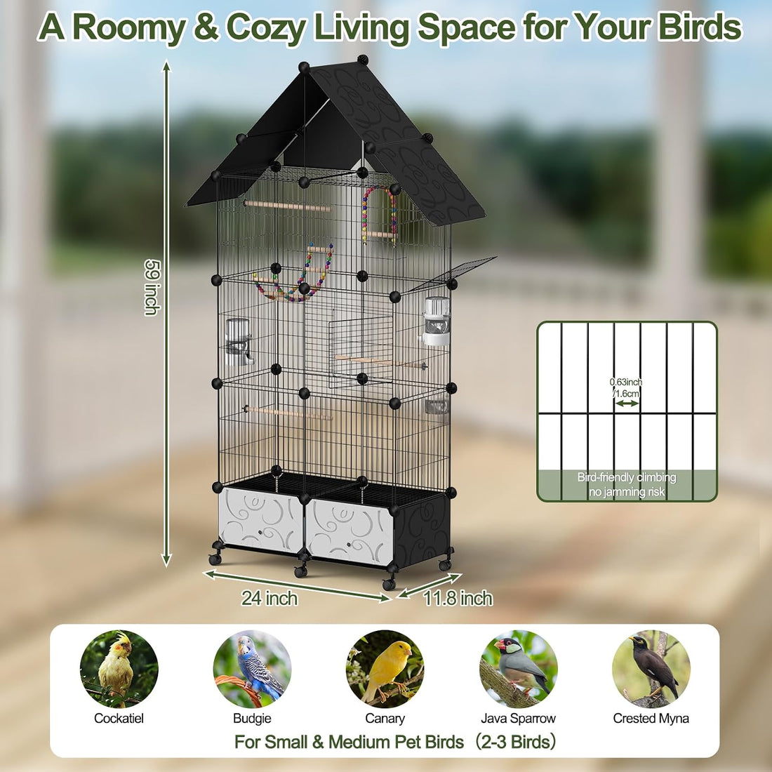 59 Inch Large Bird Cage for Parakeets