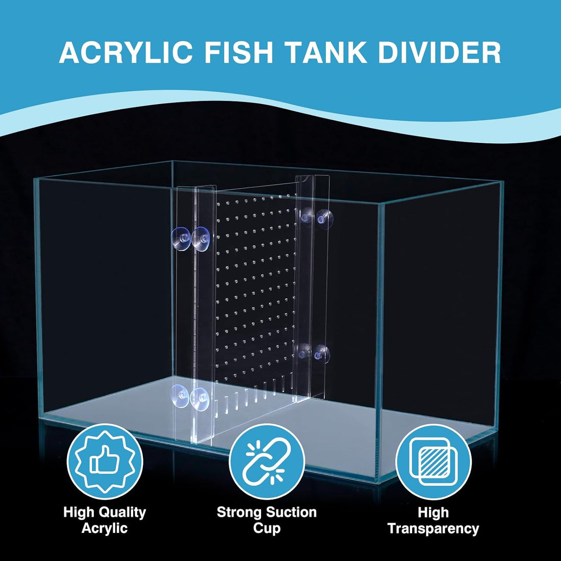 Aquarium Divider with Suction Cup, Clear, 11×11 in