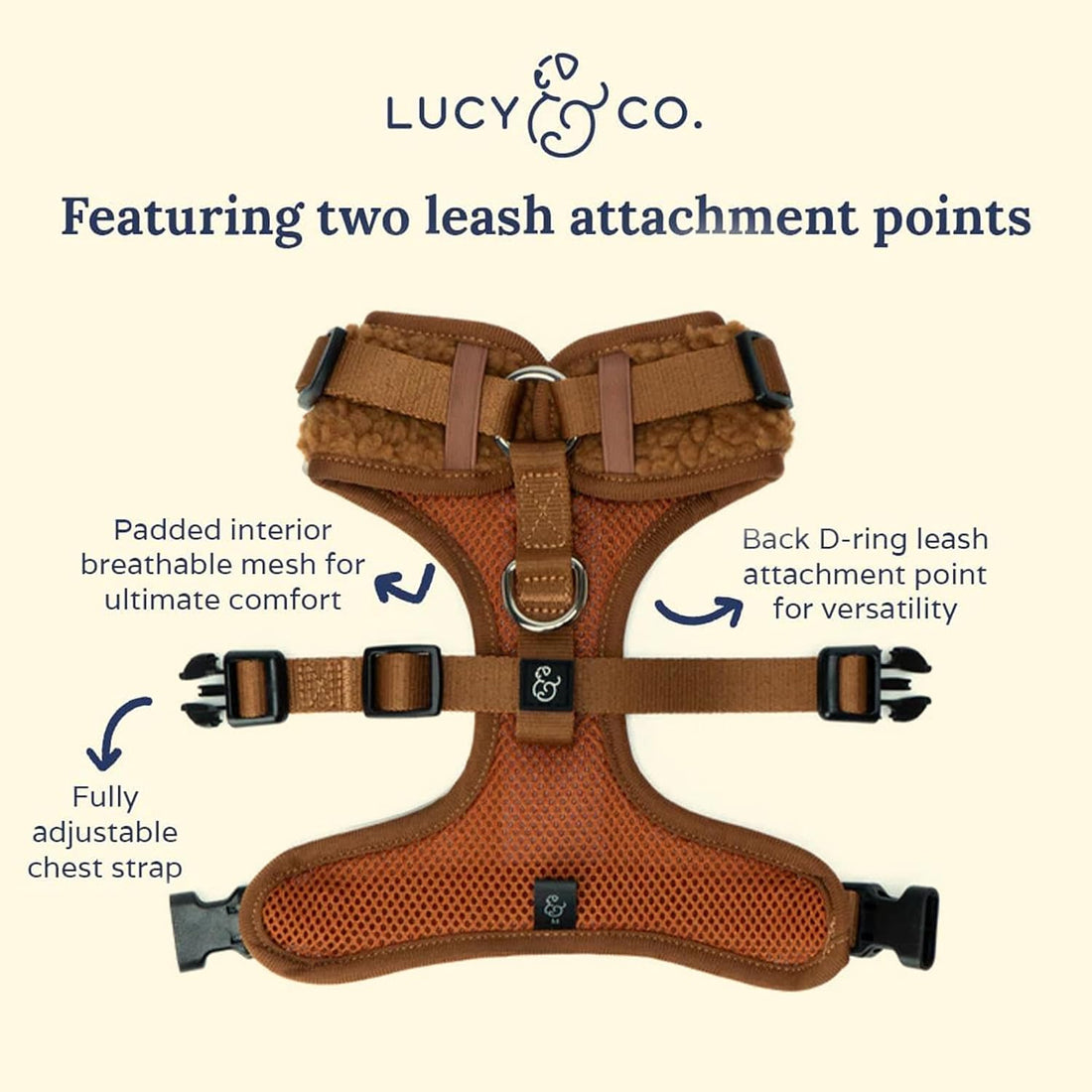 Lucy & Co. Cute No-Pull Cinnamon Teddy Harness