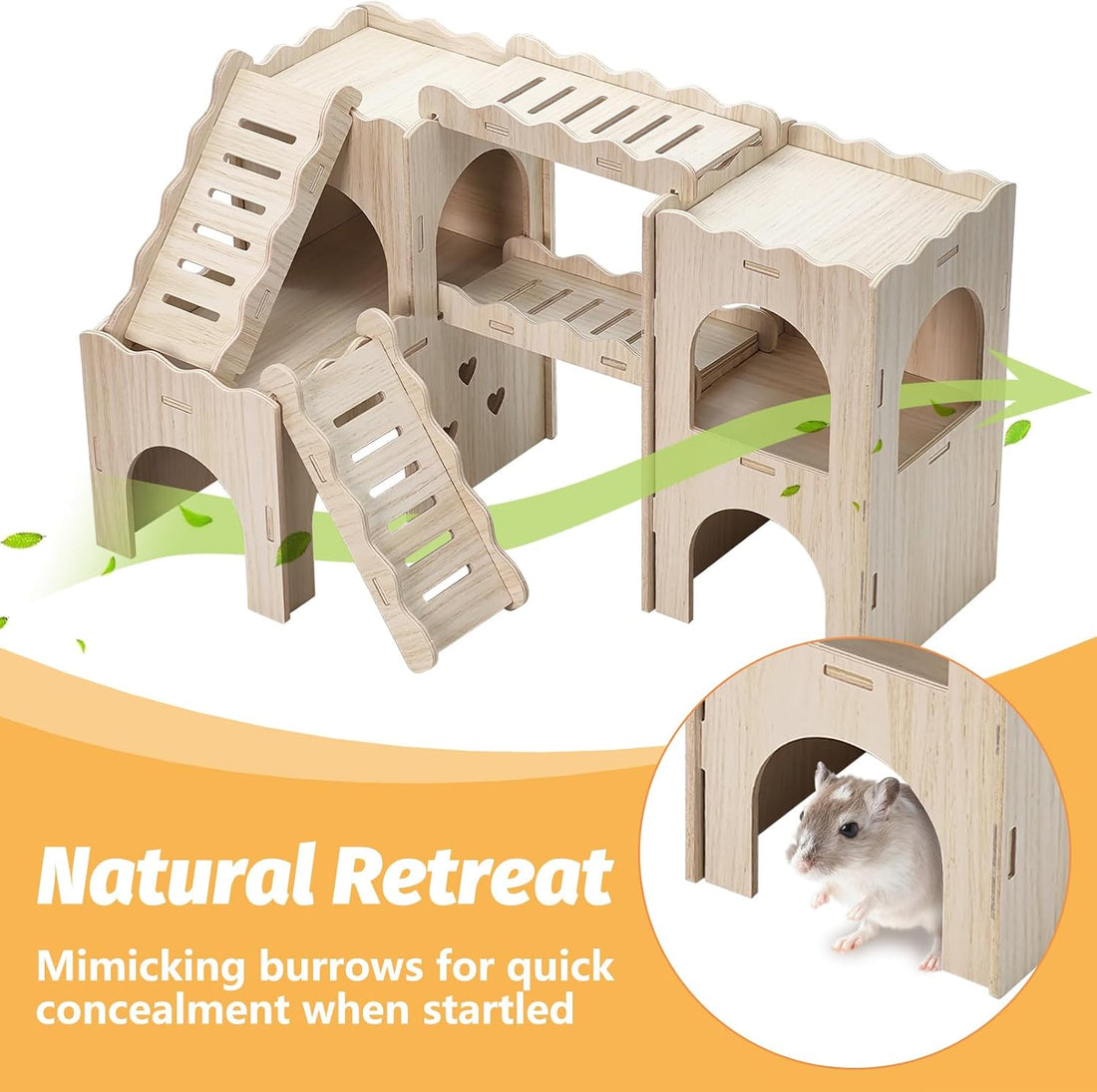 BNOSDM Large Wooden Hamster Hideout Playground with Climbing Ladders