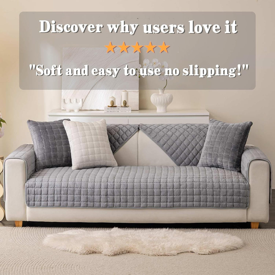 Velvet Washable Couch Cover,Nonslip Sofa Cover for Dogs.