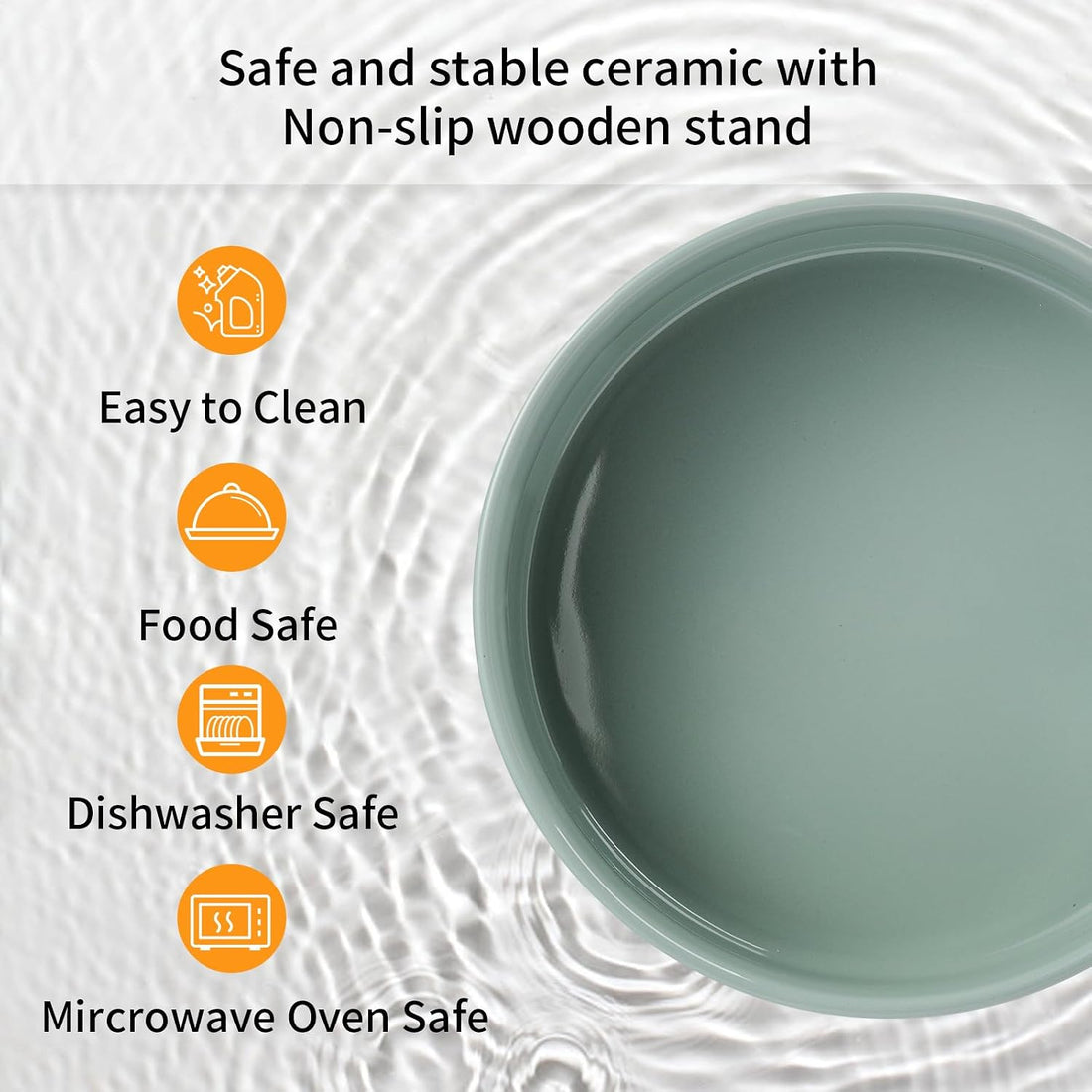 Elevated/Raised 15°Tilted Anti Slip Ceramic Dog Bowl for Medium