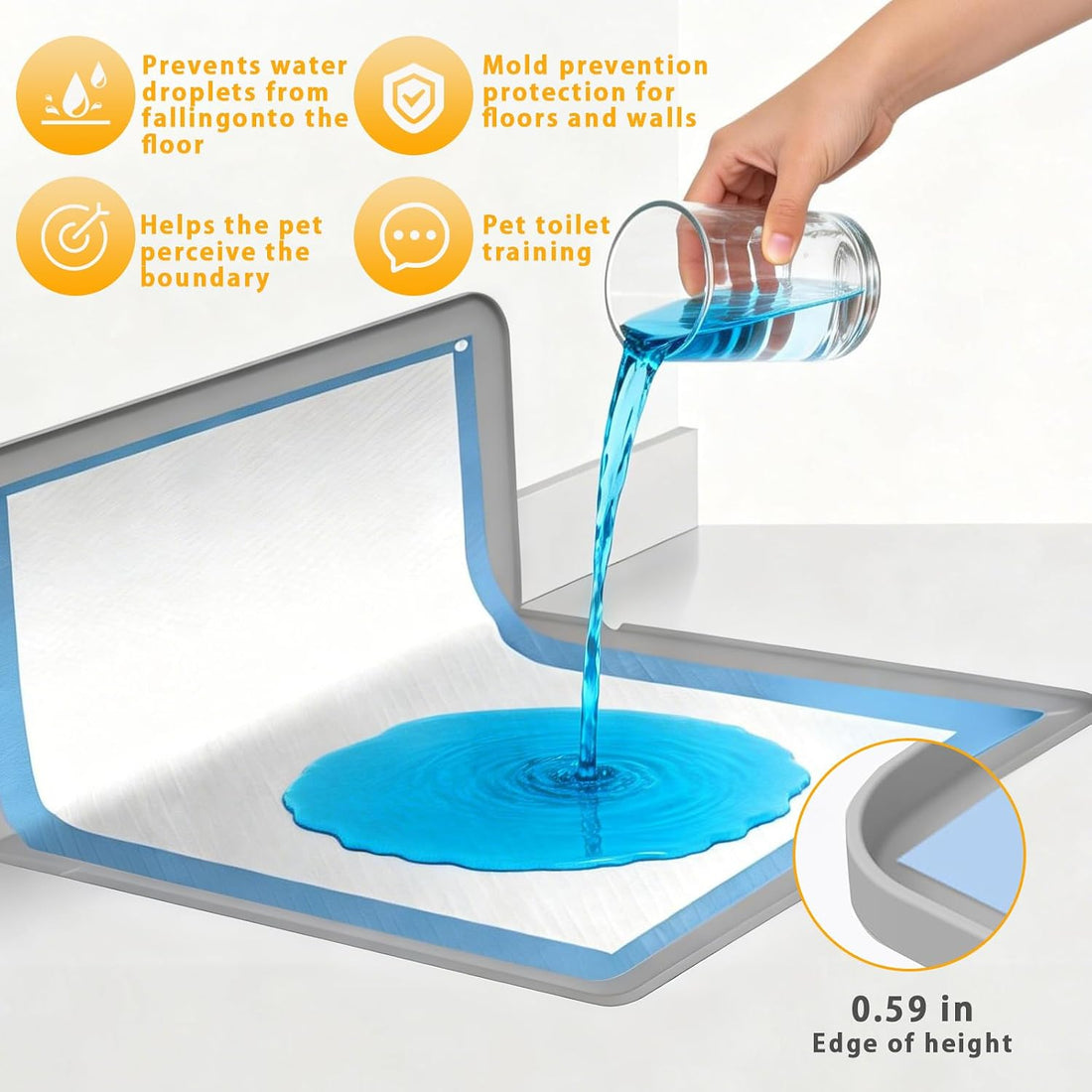 Dog Pee Pad Holder, Silicone Tray, 4-Corner Fixing, 35x25 inch