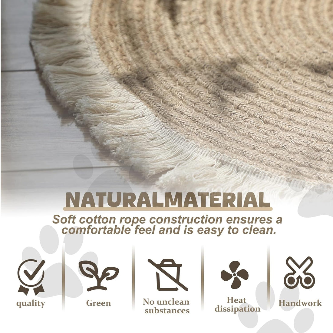 Xanadued Cotton Rope Area Rug for Cats, Cat Scratch Rug