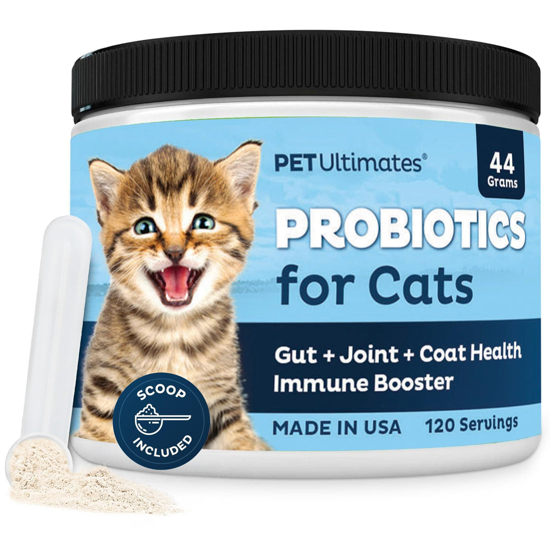 Pet Ultimates Probiotics for Cats – 20-Species Cat Probiotic Powder