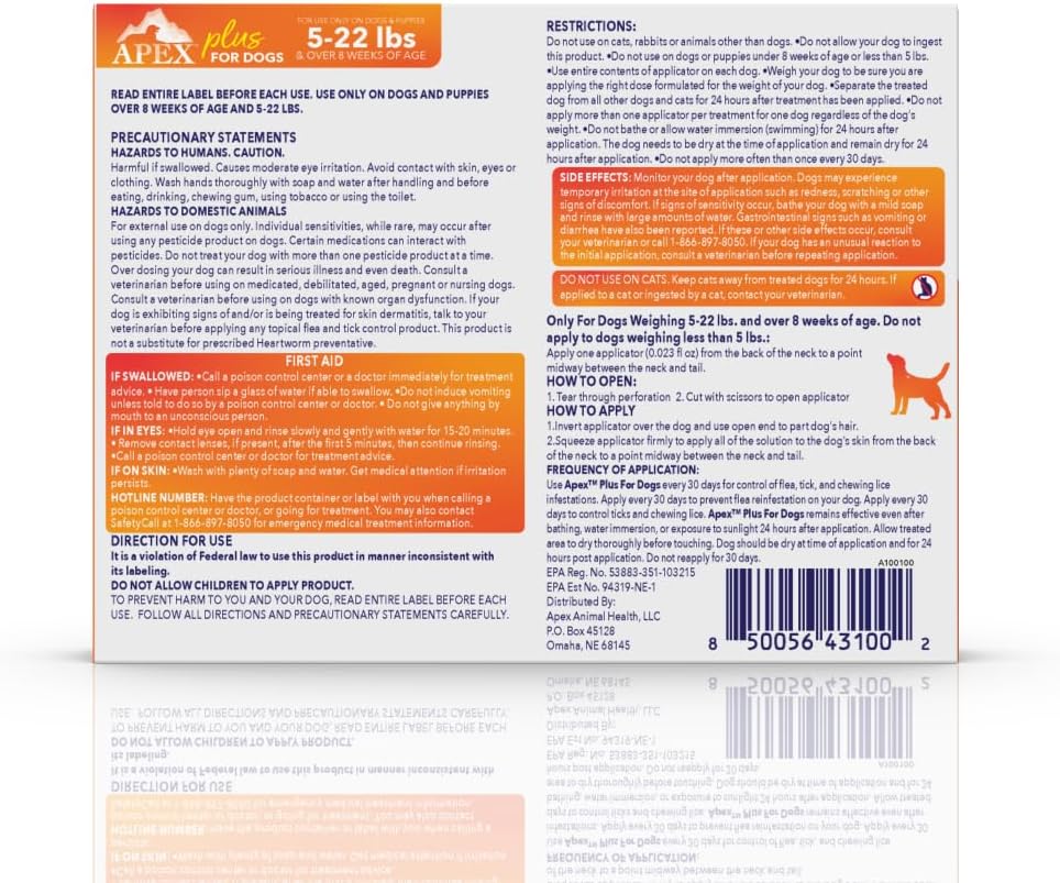 Apex Plus Flea & Tick Prevention for Small Dogs 3-Month Supply