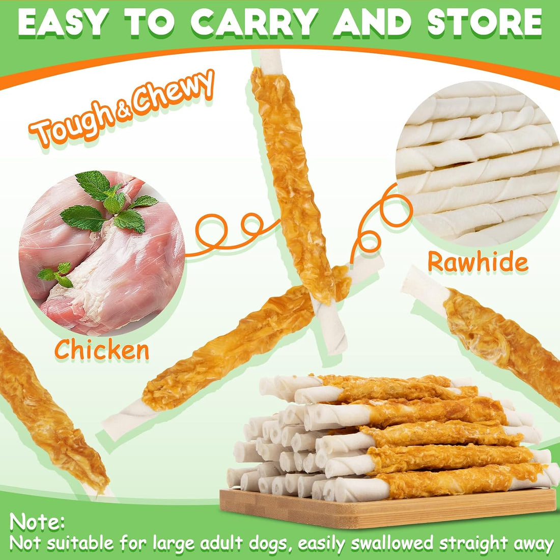 MAQIHAN Chicken Wrapped Rawhide Dog Treats