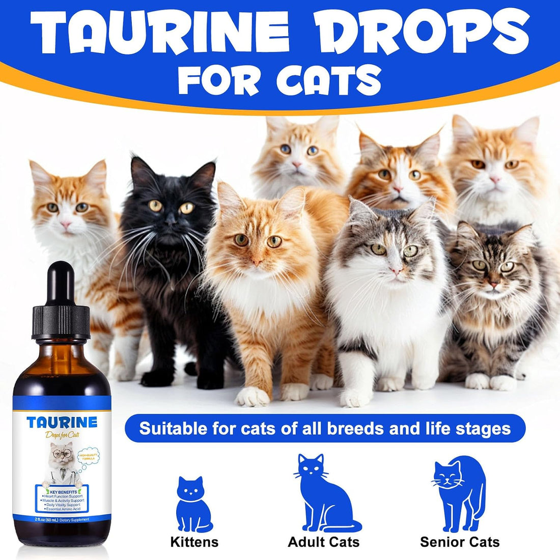 2 Pack Taurine Drops for Cats - Eyesight, Heart