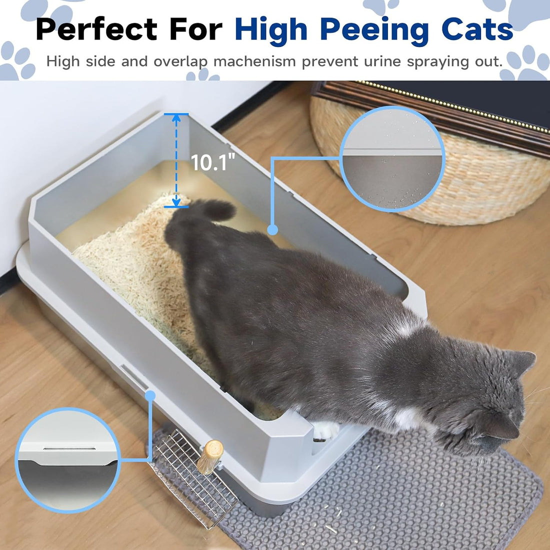 TENTIZON Stainless Steel Cat Litter Box with Lid