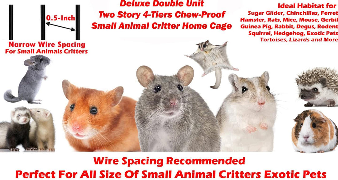 Deluxe Double Unit Two Full Story Small Animal Critter Home Rolling