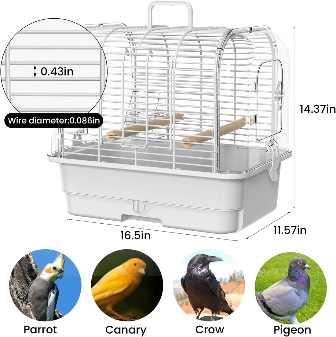Travel Bird Carrier Cage,Parakeet Portable Cage with Feeder Cup