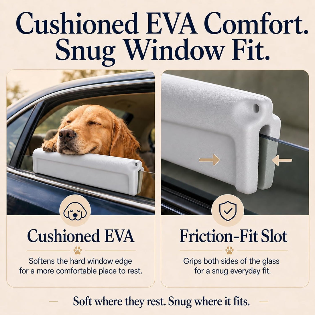 Dog Car Window Chin Rest, EVA Cushion with Headrest Strap, Gray