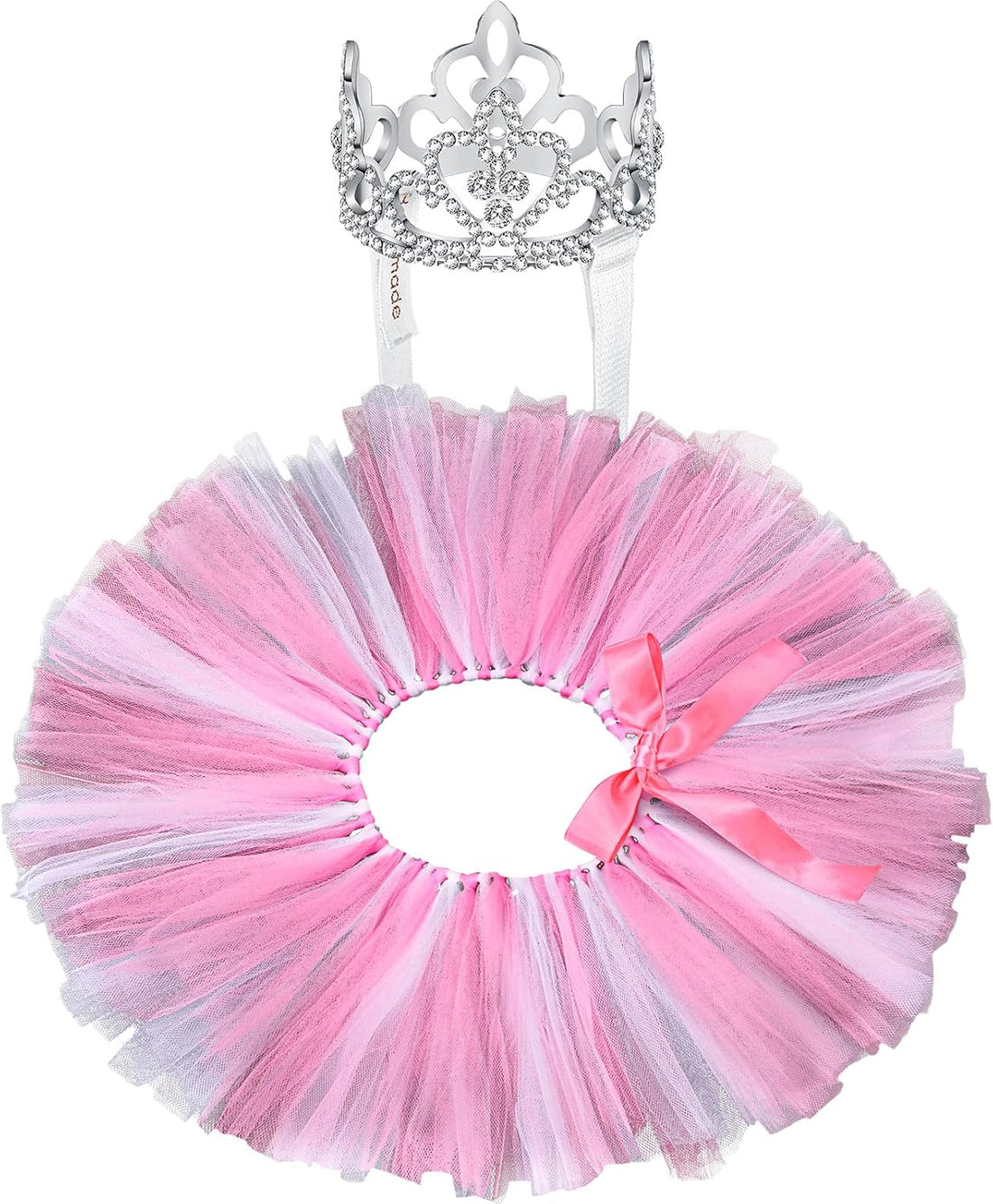 2 Pcs Dog Crown Headband Dog Tutu Dress Set Crystal Rhinestone Tiara