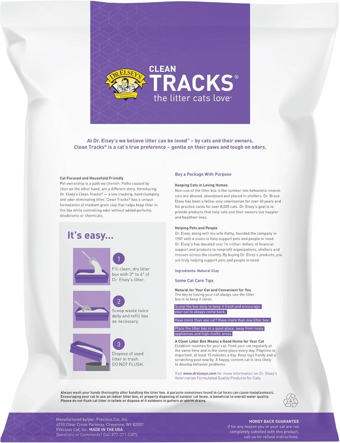 Dr. Elsey's® Clean Tracks Clumping Clay Cat Litter 40 lb. Bag