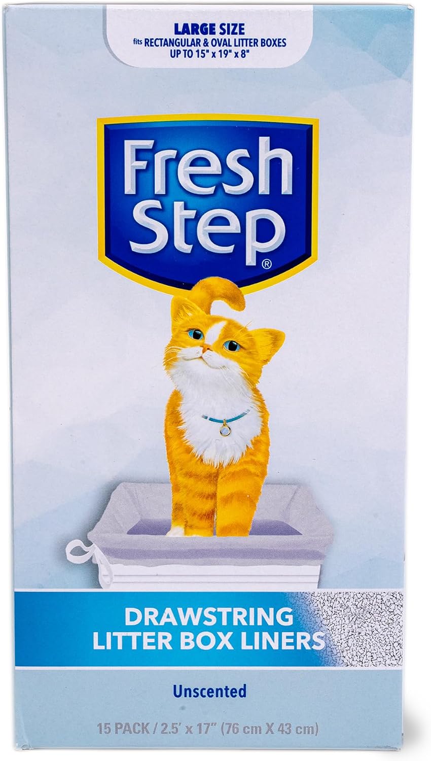 Fresh Step Drawstring Cat Litter Liners, Unscented, 2.5 ft x 17 in