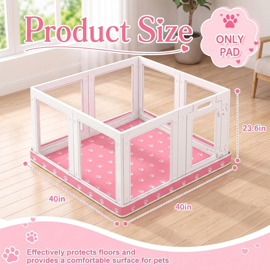 Dog Playpen Bottom Pad Fits for 60'' x 40'' Acrylic Puppy Playpen