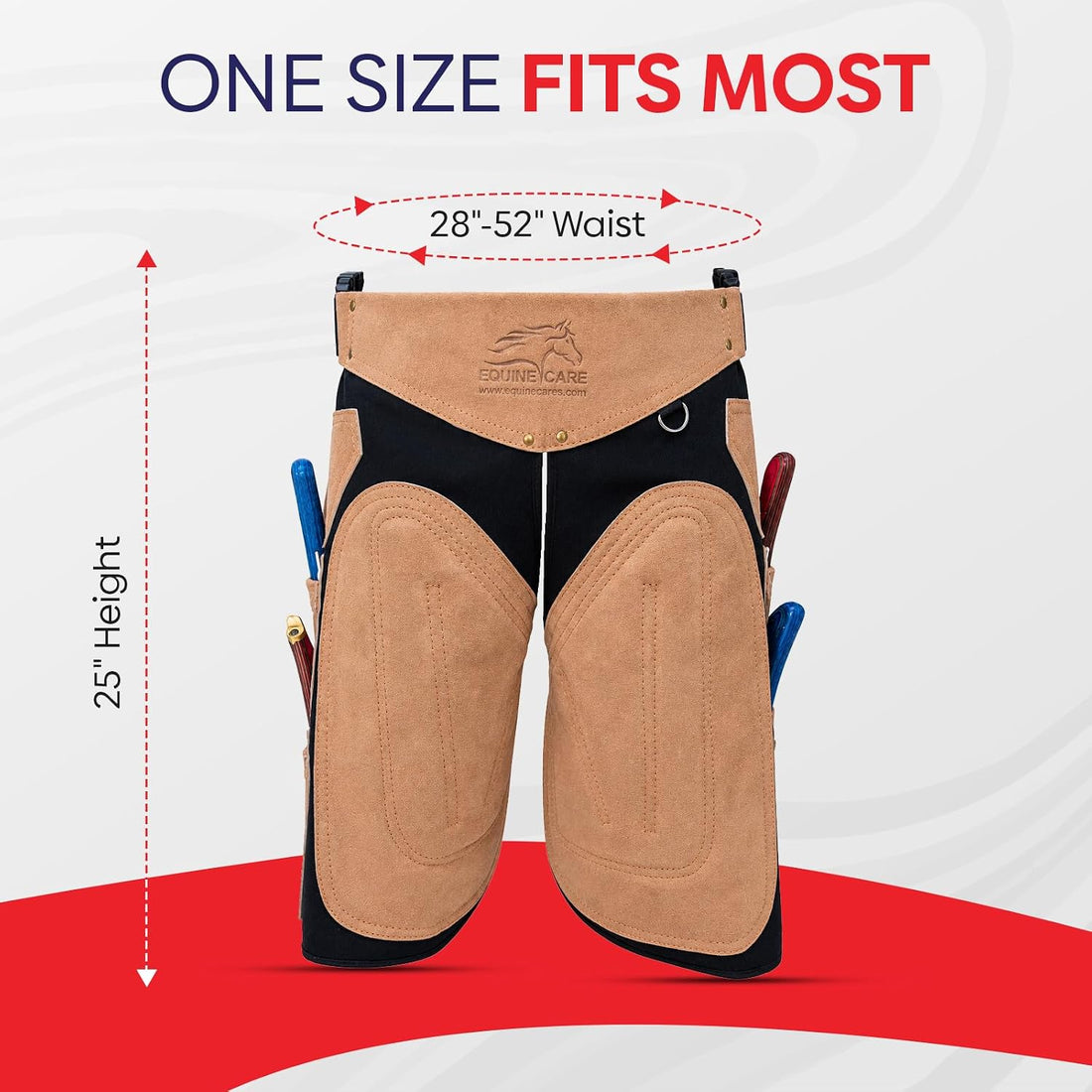 Equine Care Beige Leather Farrier Apron Chaps, Canvas, Back Support