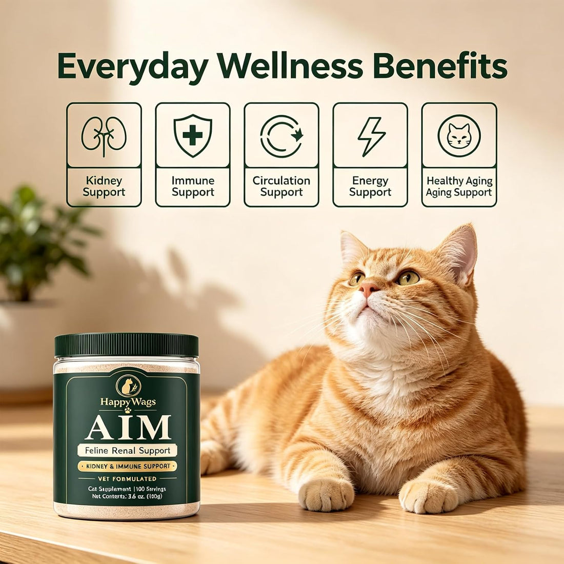 Happy Wags Aim Powder for Cats, 3.6 oz