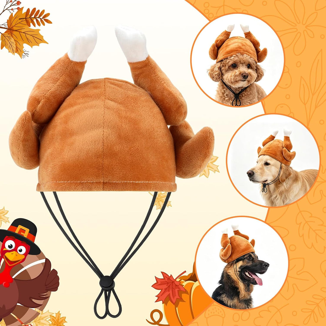 BWOGUE Medium Dog Thanksgiving Turkey Adjustable Party Hat