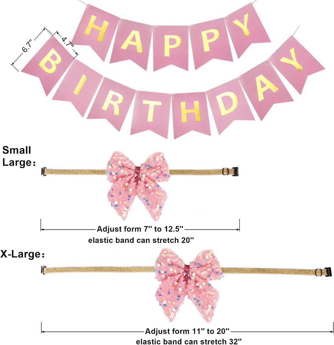 ADOGGYGO Dog Birthday Hat Bandana Girl - Puppy Birthday Party Supplies