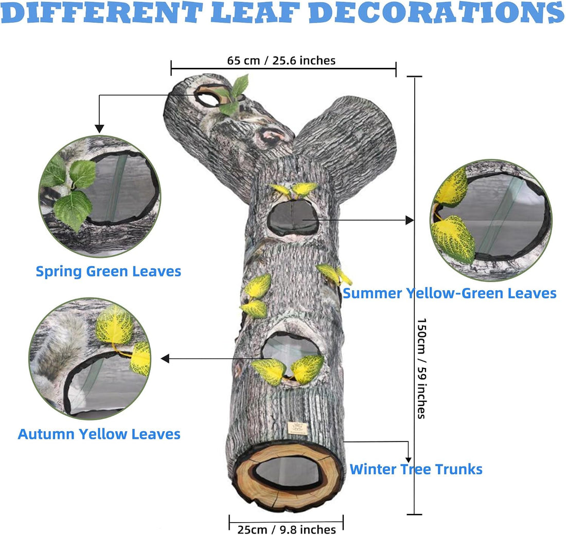 Cat Tunnel,Cat Tunnels for Indoor Cats,Tree Trunk Play Toy for Large