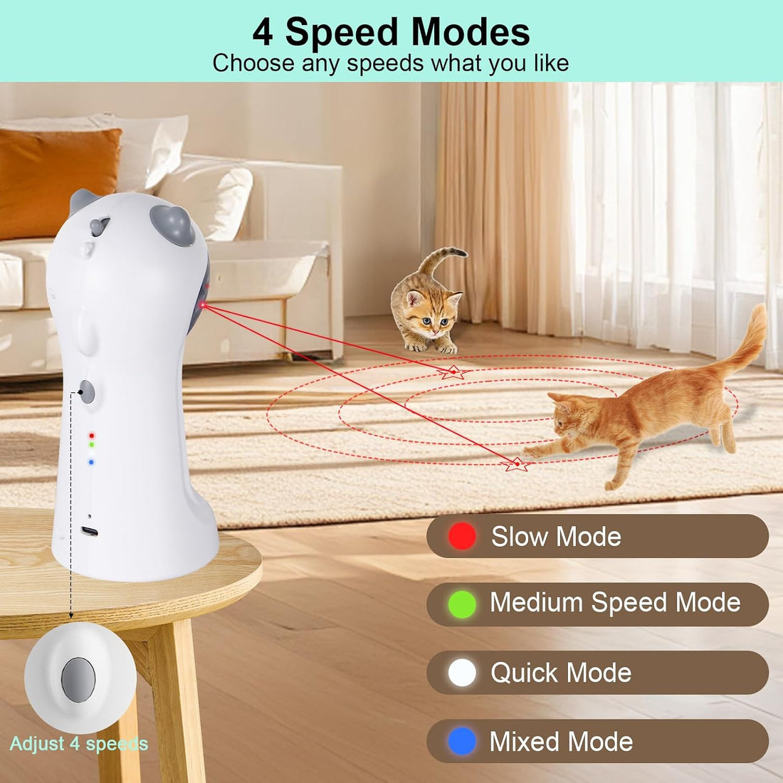 TBTeek Cat Toy, Automatic Motion-Activated, 5 Fun Patterns