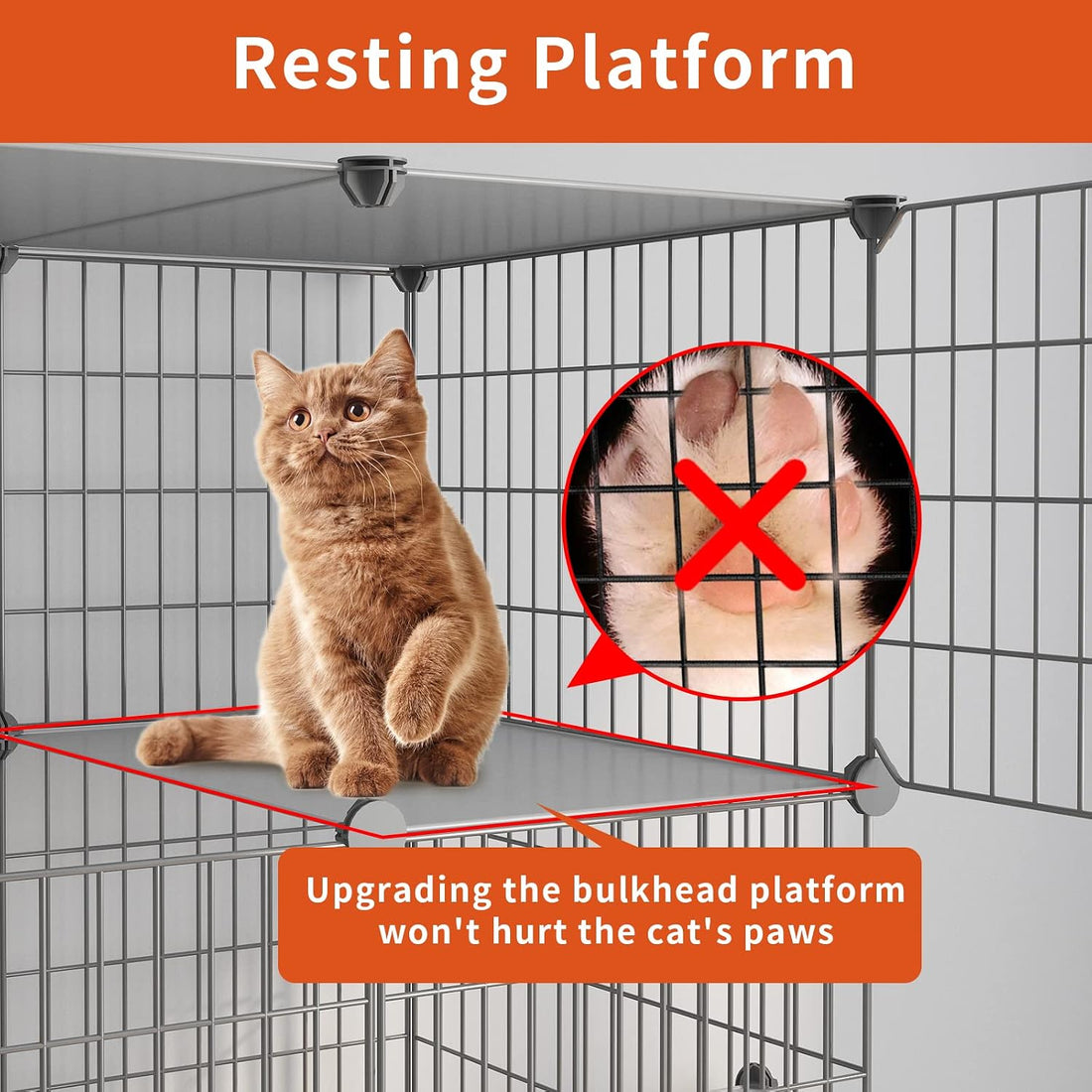 Oneluck Cat Cage with Litter Box,4-Tier DIY Enclosures Large Playpen