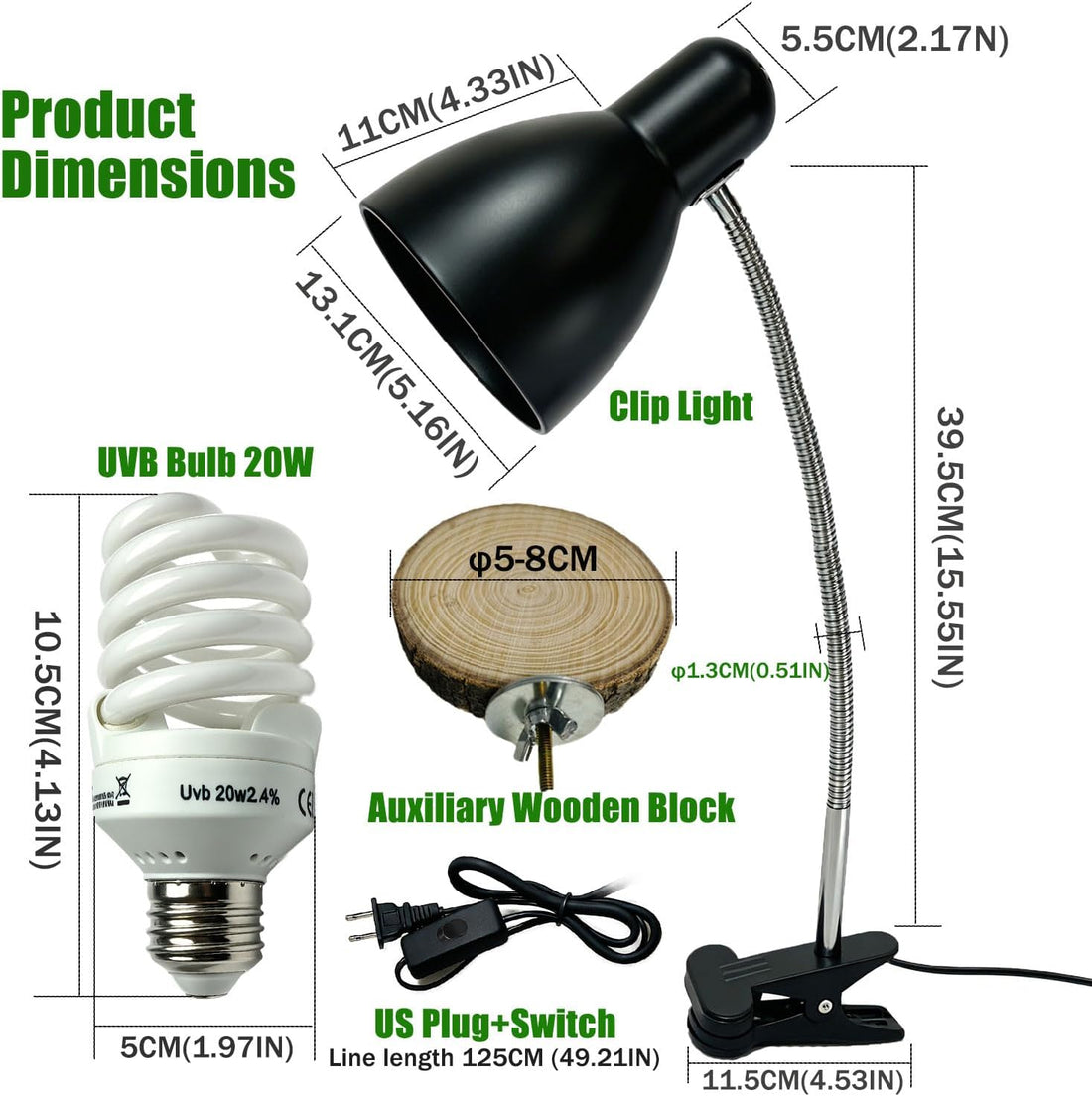 KINGYEENUO Bird Cage Light with UVA UVB Full Spectrum Bird Lamp