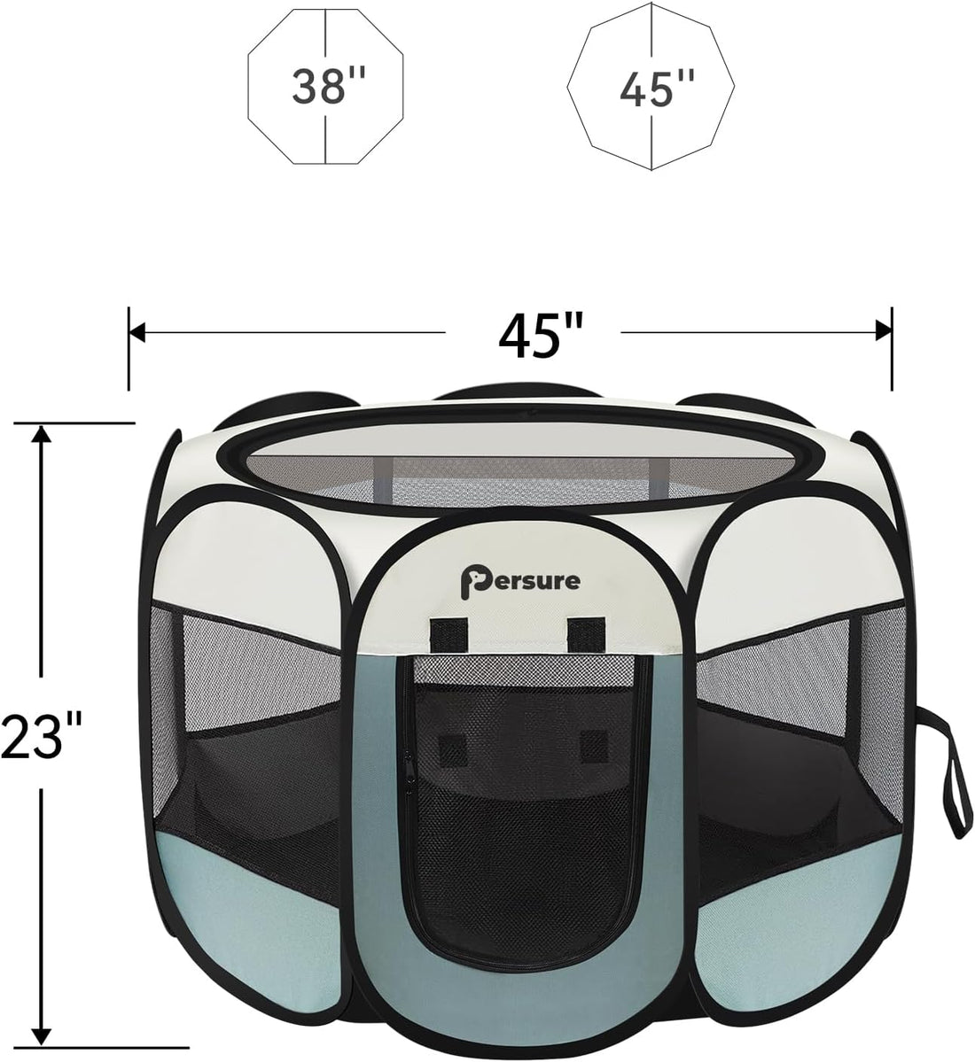 Persure Cat Dog Playpen Tent Crate Cage with Pee Pad, Dark Grey