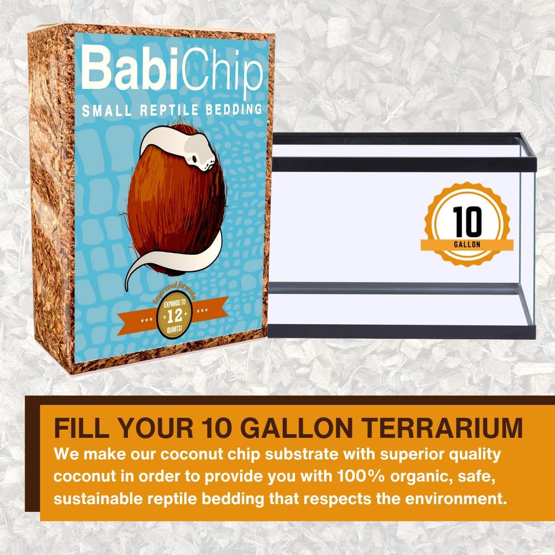 BabiChip Coconut Chip Substrate for Reptiles 12 Quart Loose Small