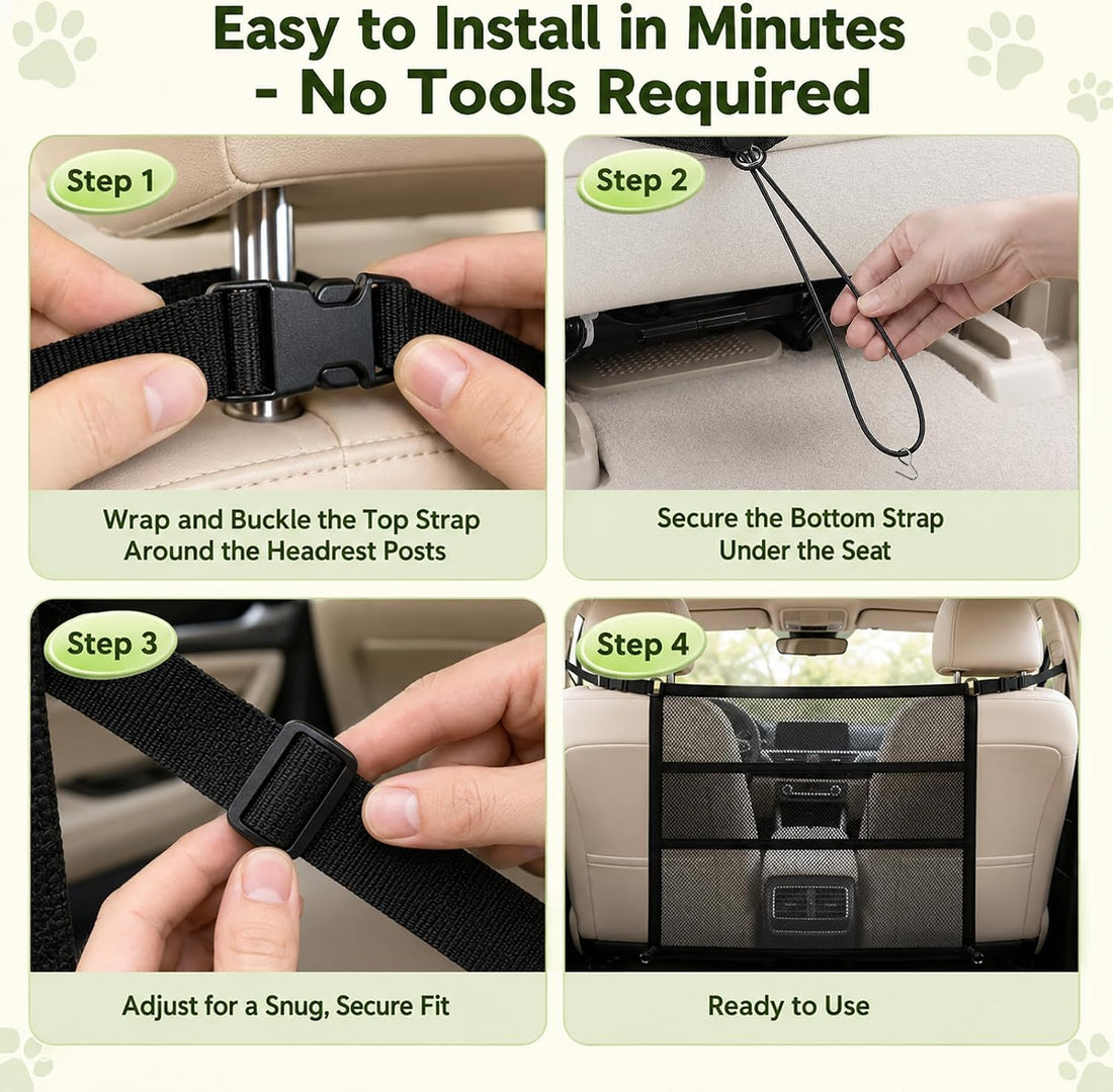 Dog Car Barrier for SUV, Mesh Pet Divider & Storage Gate, 22.4"x 27.2"