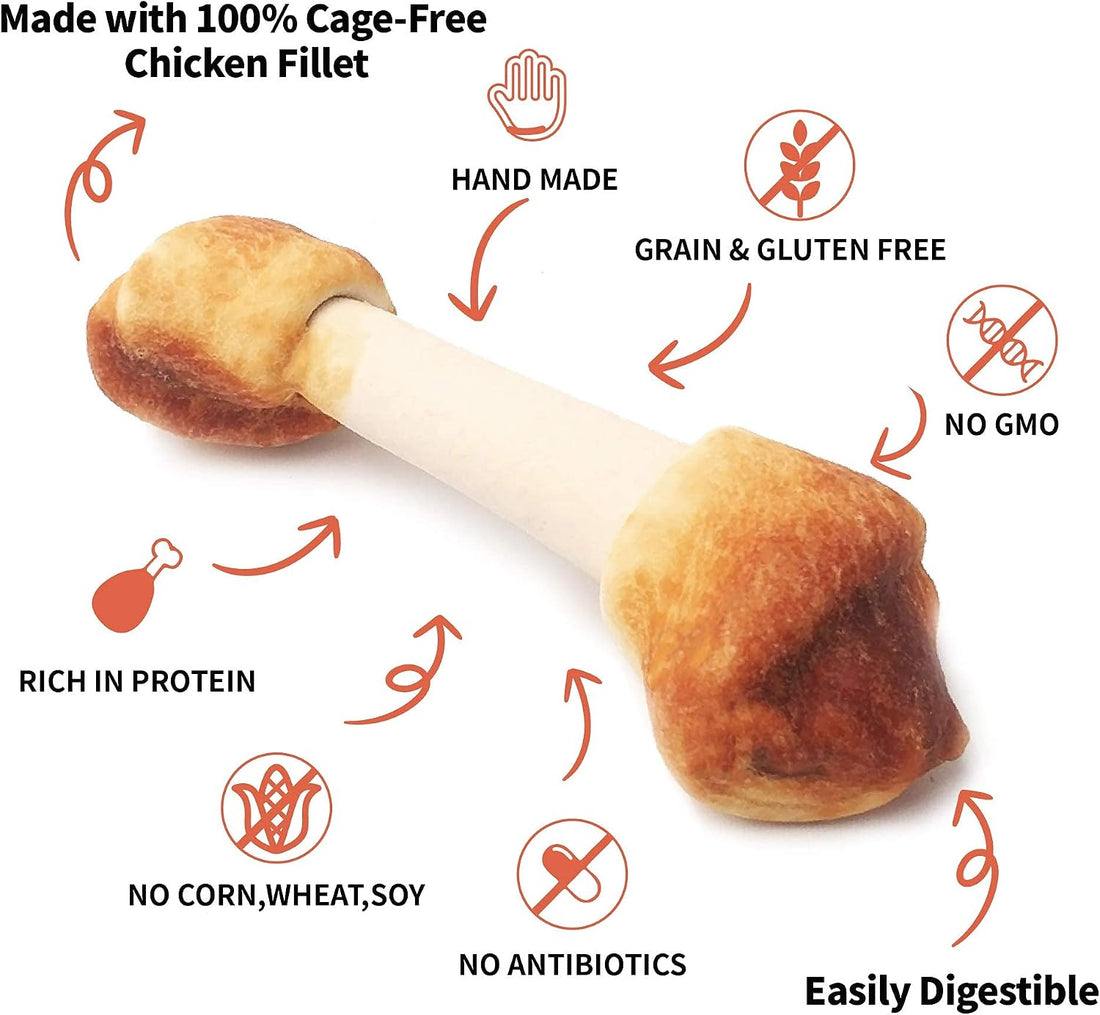 LuvChew Chicken Dog Chew Bones Medium, Rawhide Free, Grain Free