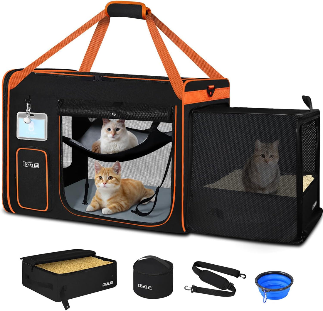 Petskd Side Expandable Extra Large Cat Carrier with Litter Box