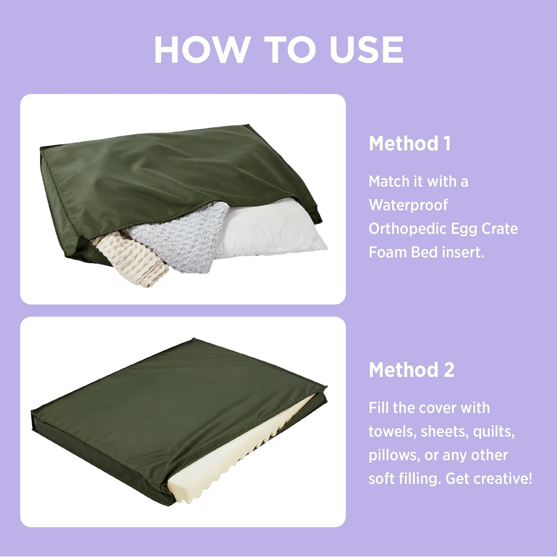 LE SURE Waterproof Dog Bed Cover Replacement, Medium 30x20x3in, Green