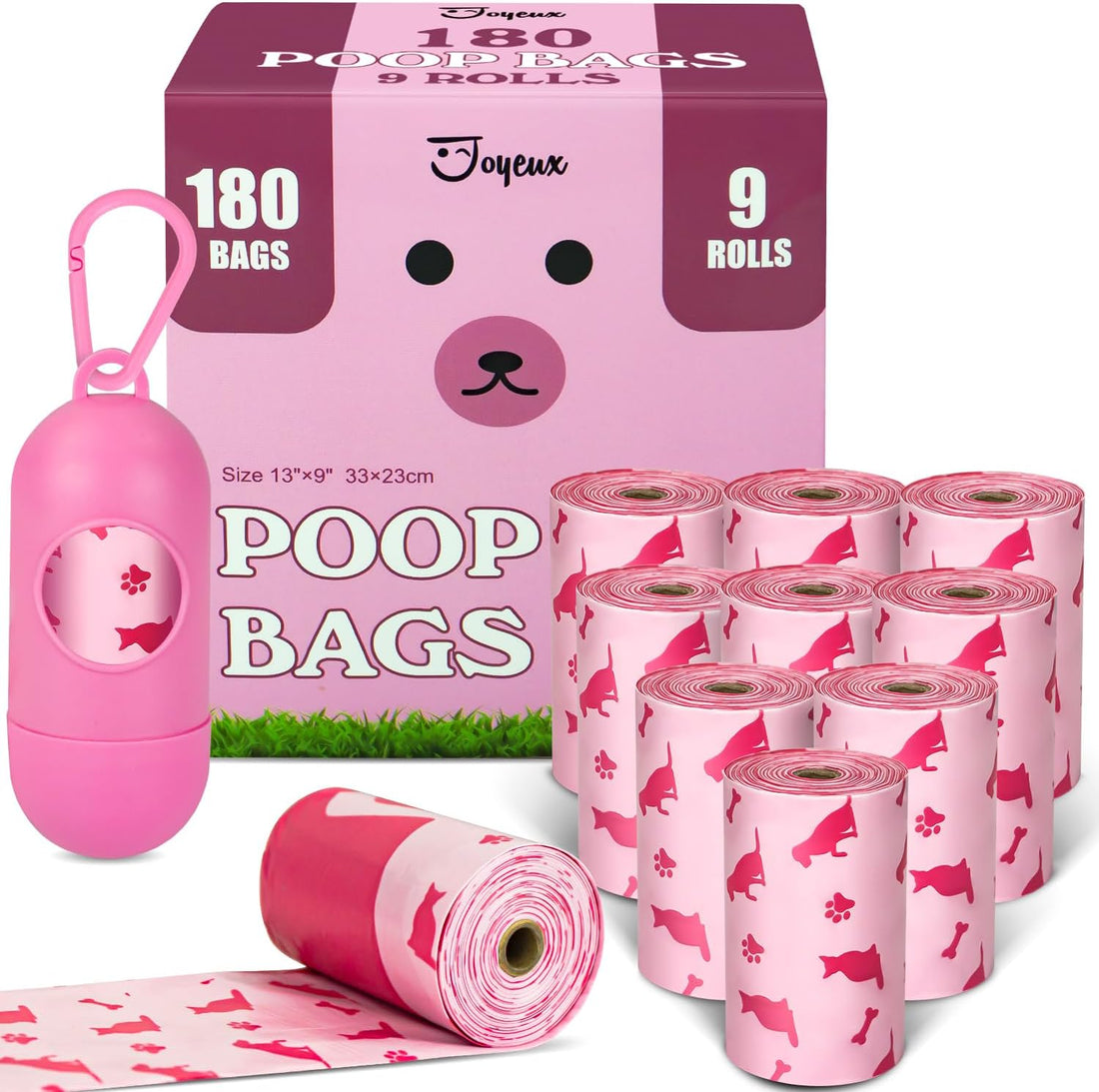 Joyeux 240 Count Ocean Scent Dog Poop Bags Rolls,with Dispenser