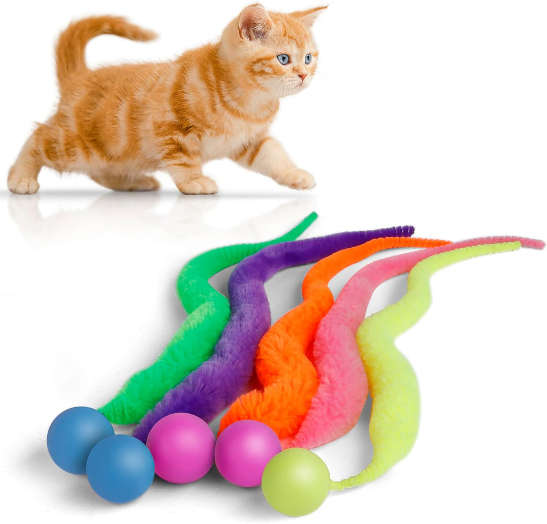 SHENGSEN Bouncy Ball with Tail Cat Toys-5 Packs