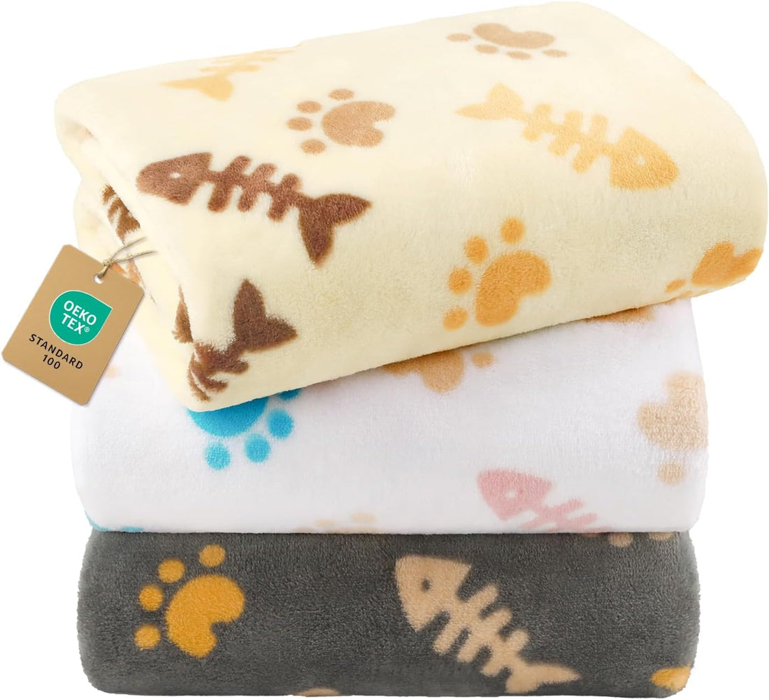 Luciphia 3 Pack Cute Cat Blankets Cozy Small Throw for Pet