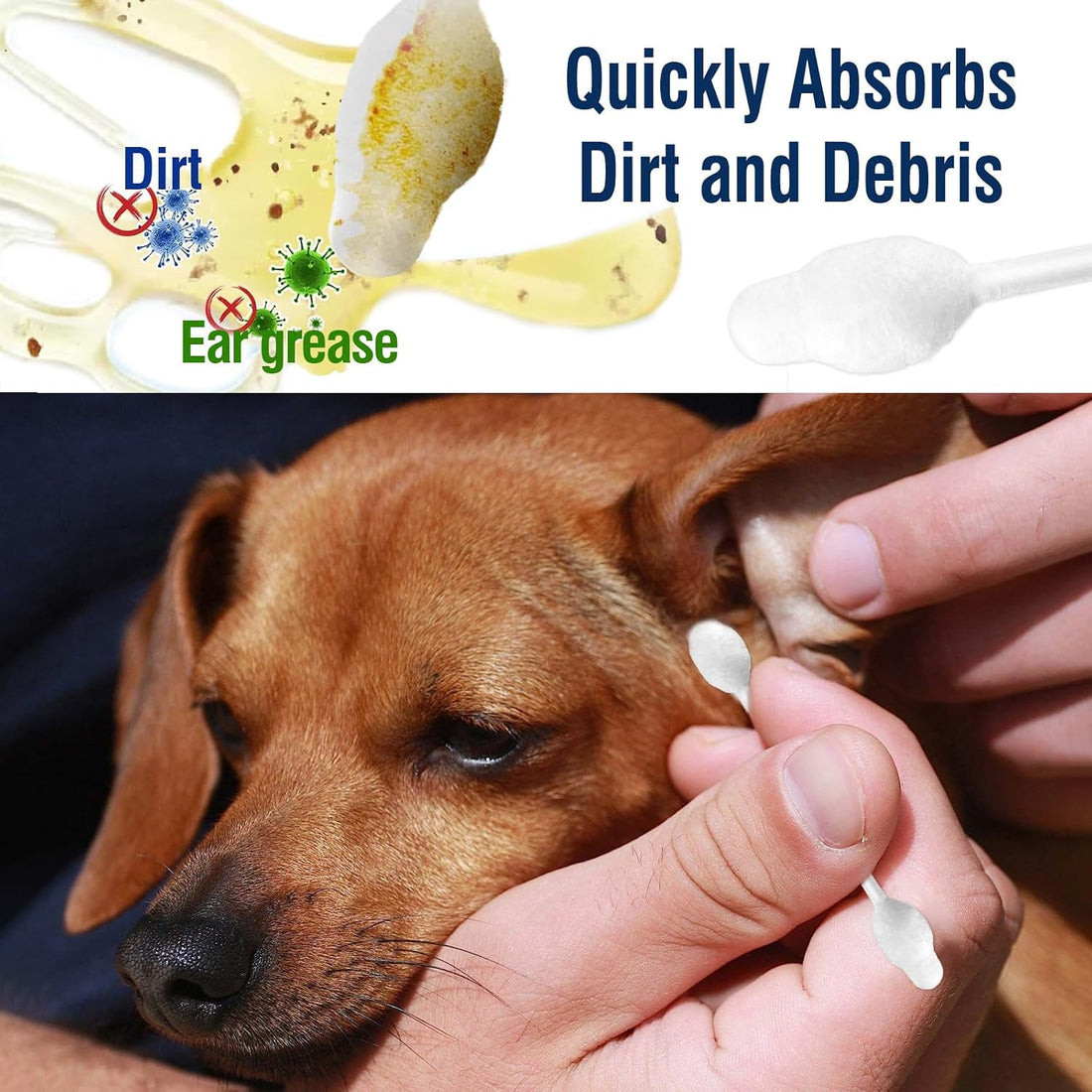 110 Pcs Pet Dry Cotton Swabs Clean Ear Double-Headed Gourd-Shaped