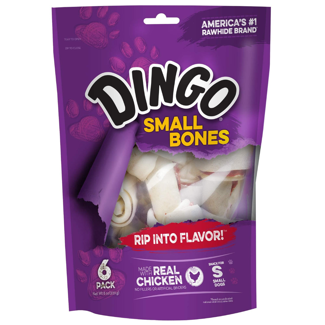 Dingo 156095 Rawhide Bones For Small Dogs, Chicken,White, 6-Count