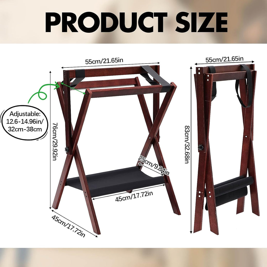 Leinuosen 1 Pack Pine Wood Folding Saddle Rack Storage Tray