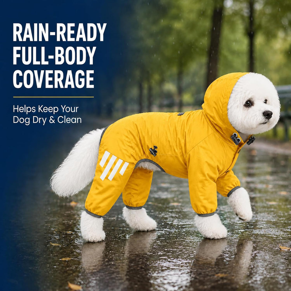 Dog Raincoat Pup Hood Waterproof Dog Rain Jacket with Reflective