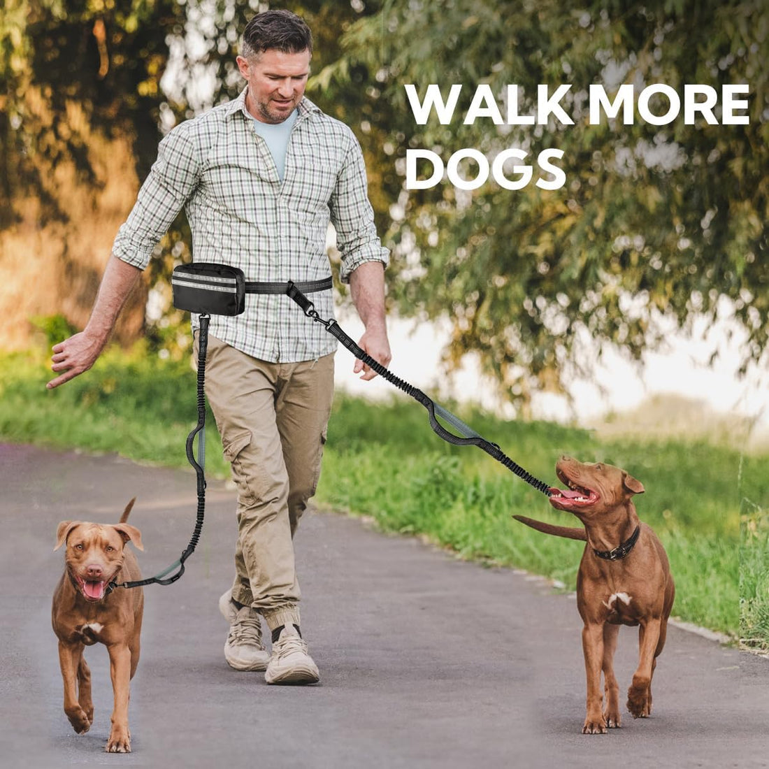 Yicostar Hands Free Dog Leash, Double Dog Leash with Waist Bag