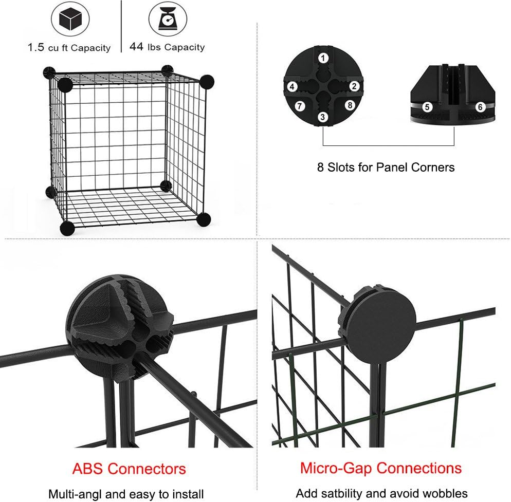 LANGXUN 16pcs Small Animal Playpen with Door, Waterproof Mat