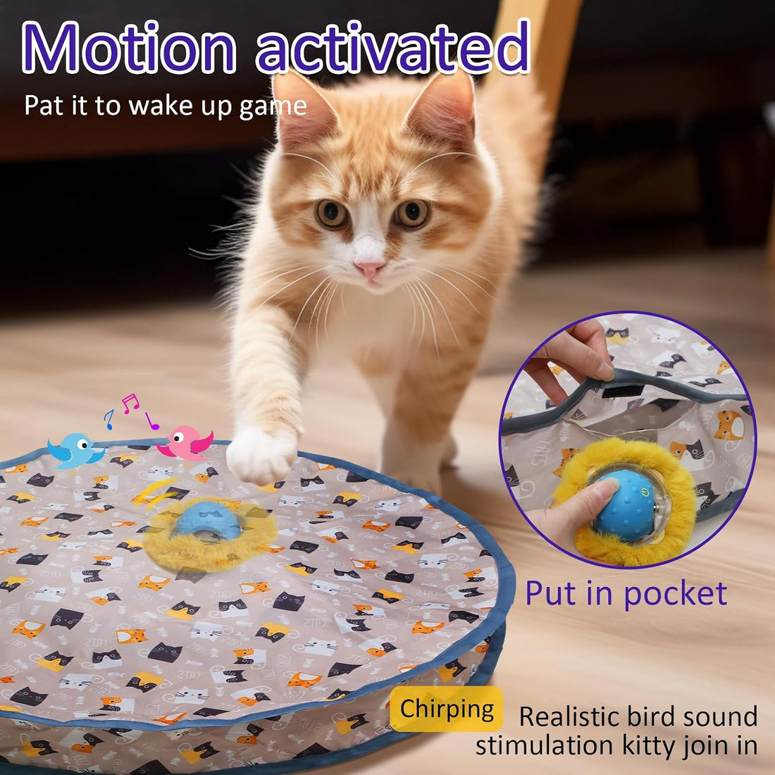 Giociv Interactive Cat Toys Ball Fast Rolling in Pouch